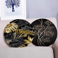 【LZ】 Black Golden Plant Nordic Printing Seat Cushion Office Dining Stool Pad Sponge Sofa Mat Non-Slip Sofa Decor Tatami