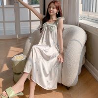 --SY23726♗♗ 23 jamas womens summer ice silk spenders sweet and cute bow th ghtdress Fren sle jamas home clot