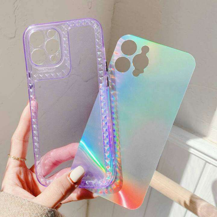 ส่งจากไทย-เคสเสริมแผ่นโฮโลแกรม-เคสไอโฟน12-เคสไอโฟน11-เคสไอโฟน11pro-เคสไอโฟน11promax-เคสไอโฟน12pro-เคสไอโฟน12promax-เคสไอโฟน-เคส-iphone-สะท้อนแสง