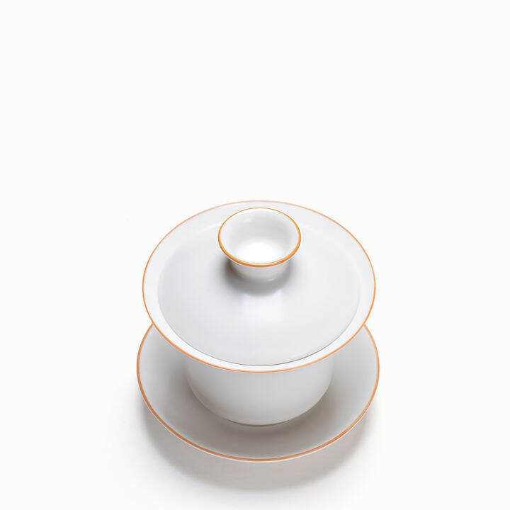 TANGPIN white ceramic teapot gaiwan tea cup porcelain chinese kung fu