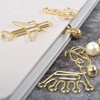 【jw】☂  Metal Pink   Gold Plane Paper Paperclips Office Accessories Statioinery