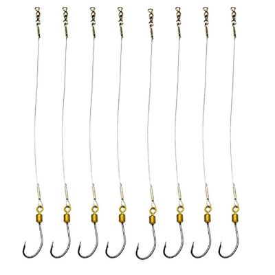 （A Decent035）5Pcs Fishing Leader Wires Anti Bite Stainless Steel Wire Rigs Hooks Line Tackle Tool Fish Accessories