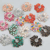 ใหม่โลหะผสม Rhinestone rhinestone Sunflower Earrings ต่างหูสำหรับงานเลี้ยงอาหารค่ำสุดอินเทรนด์สำหรับผู้หญิง earrings.