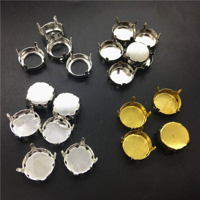 TopStone Round Empty Metal Claw Setting Silver Golden Color for Crystal Rhinestone 4 Holes 5 6 7 8 10 12 14 16 18 20 25 27 30 mm