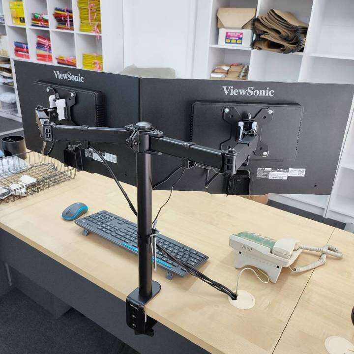 Dual LCD Monitor Desk Mount Stand Heavy Duty Fully Adjustable fits 2