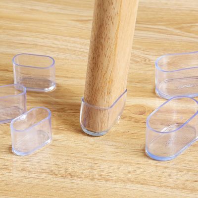 ✙ 8PCS/Lot Transparent Oval rubber table chair leg floor feet cap cover protector rubber sofa foot cup Furniture accessories