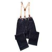 ┅ yeicnw8784 Stripes Denim Pants Mens Streetwear Overalls Loose Bib Trousers Dungarees Men