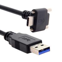 ขึ้นมุมลง USB 3.1 Type-C น็อตการล็อคไปยังสายข้อมูล USB3.0มาตรฐาน90องศาสำหรับกล้อง120ซม. 300ซม. 500ซม. 1.2ม. 3ม. 5ม. สายอุปกรณ์คอมพิวเตอร์