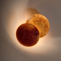 Creative Moon Eclipse Aisle Wall Light Corridor Bedside Wall Lamp Living Room Round Gold Copper LED Wall Sconce Bedroom Decor