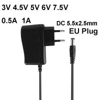 AC 100-240โวลต์ที่ DC แหล่งจ่ายไฟ3โวลต์4.5โวลต์5โวลต์6โวลต์7.5โวลต์0.5A 1A อะแดปเตอร์สหภาพยุโรปเสียบชาร์จสำหรับไฟ LED โคมไฟกล้องวงจรปิดกล้อง