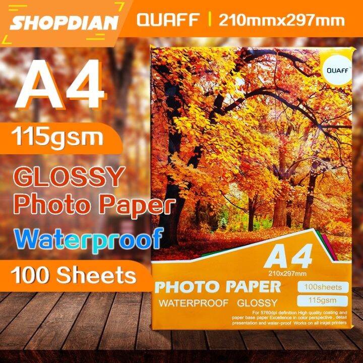 115Gsm Glossy Photo Paper A4 Size High Quality No Back Print 100Sheets