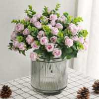 Korean-style fresh bunch simulation small rose Artificial fake flower diy handmade hair hoop decoration 5 forks 11 roses bouquet