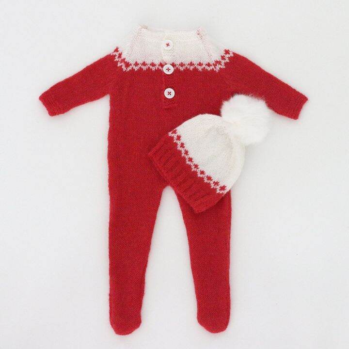 jiozpdn055186-cymmhcm-2-p-s-set-est-dio-fotografia-de-rec-m-nascidos-roupas-natal-chap-u-macac-o-infantil-foto-prop-acess-rios-crochet-knit-traje