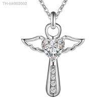 ☂▧ Lovely Charms Wedding 925 Sterling Silver Women Necklace Cross Jewelry Stone Crystal Fashion Cute Gift 45CM