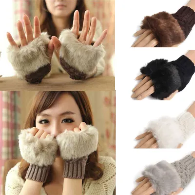 Fingerless Arm Sleeve Fashion Gloves Faux Wool Mitten Knit Mittens Gloves Mitten Women Gloves Knitting Gloves