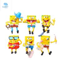 ของขวัญชิ้นเล็กๆ6ชิ้น/เซ็ตตุ๊กตาอนิเมะการ์ตูน SpongeBob ตุ๊กตาแอ็คชั่นสปันจ์บ็อบตุ๊กตาประดับฟิกเกอร์ของเล่น