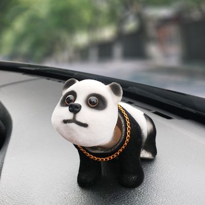 Shaking Head Panda Car Styling Nodding Dog Auto Dashboard Bull Terrier Doll Car Ornament Rocking Head Toy Panda