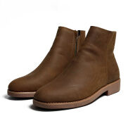 Giày Chelsea Zip Boots Crazy Horse Brown cao cổ da bò sáp ngựa điên cao