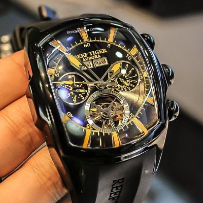 【Hot seller】 Tiger/RT mens fashion personality large dial automatic mechanical watch rubber belt RGA3069