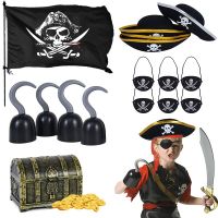 Pirate Set Patches Flag Print Captain Costume Cap for Kids