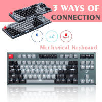 87 Keys Mechanical Keyboard Backlit Wireless Bluetooth-Compatible Rechargeable Gaming Keyboard for Laptop Tablet RF912D