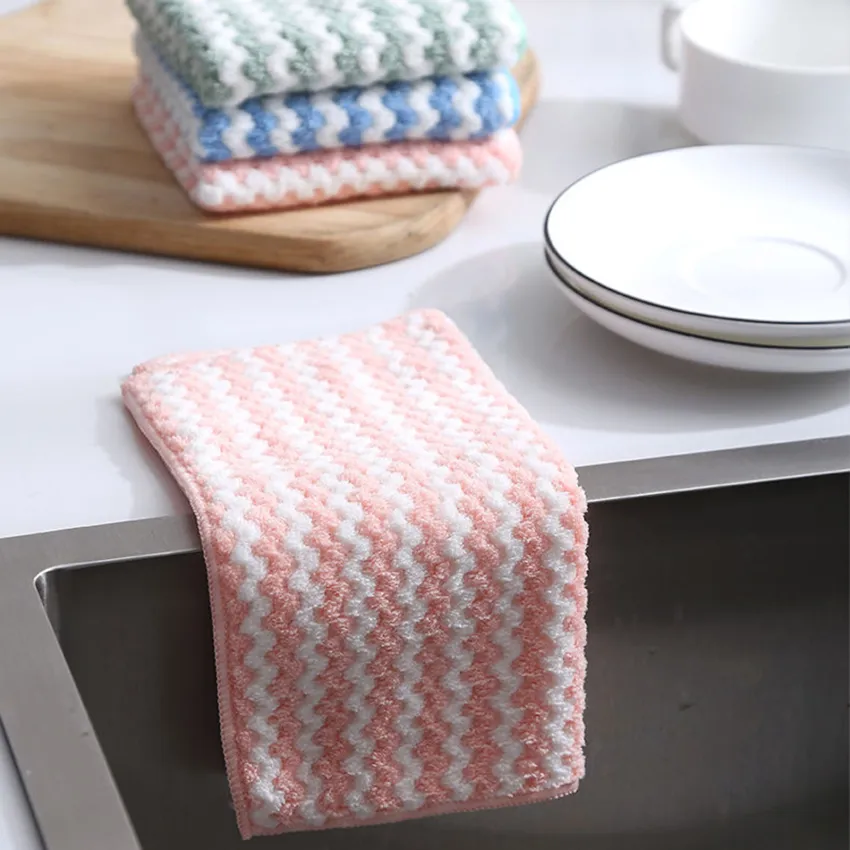 coral fleece dishcloths super absorbent scouring pads wet and dry kitchen  cleaning towels kitchen cleaning rags