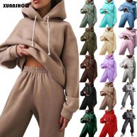 【DT】hot！ XUANSHOW Womens Sweatsuit Tracksuit 2 Piece Set Loose Hoodie and Pants Thicken Clothing Warm Sport Activewear