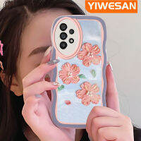 Jlingji A53ปลอกสำหรับ Samsung 5G เคสมุกแวววาวดอกไม้สีชมพูส้มขอบสีเคสมือถือกันกระแทกแบบใสนิ่มเคสโทรศัพท์ปกป้องทนทานต่อรอยขีดข่วน