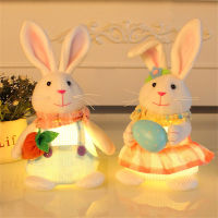 Desktop Basket Gift Happy Hold Radish Kids Bunny Tabletop Cute Decor Favor Doll Luminous Rabbit Standing Easter
