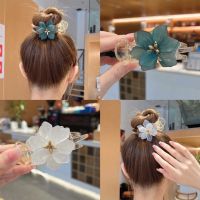 【cw】 Fashion Flowers Hair Claw Meatball Fixed Styling Tools Hairpin Accessories Ponytail Clip