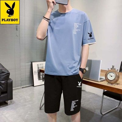 【Ready】🌈 sports suit mens casl sports loose large size summer fashn two-piece mens short-sed