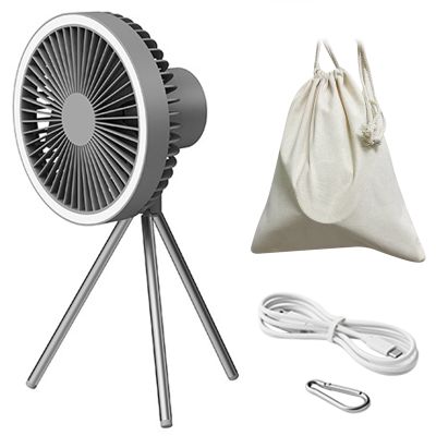 Ceiling Electric Fan Camping Fan 10000MAh USB Tripod with Light Rechargeable Portable Circulator