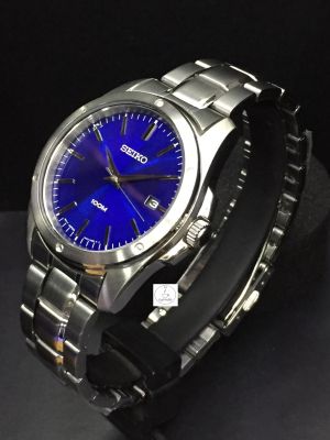 นาฬิกาข้อมือผู้ชาย Seiko รุ่น SGEF77P1 ระบบQuart ตัวเรือนและสายนาฬิกาสแตนเลส หน้าปัดสีน้ำเงิน  รับประกันสินค้าเป็นของแท้ 100 %