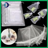 NAILS STUDIO 25/50PCS ลูกอม บรรจุเครื่องประดับ ปาร์ตี้ซัพพลาย ถุงสีขาว Organza Gauze ซอง กระเป๋าหูรูด ถุงของขวัญ