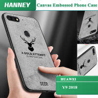 HANNEYสำหรับHuawei Y9 2018 โทรศัพท์กรณีSoft TPUขอบผ้าใบนูนกวางปลอกCove DE-01