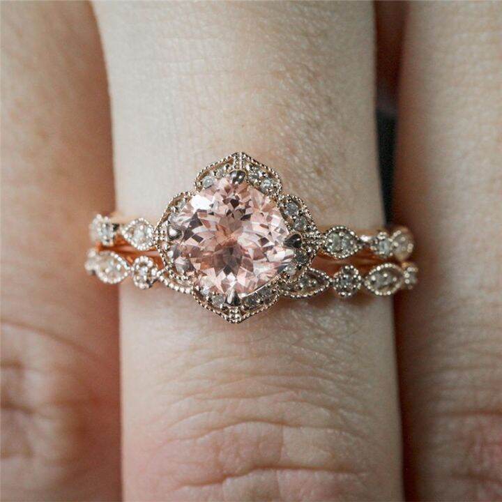 ss-18k-rose-gold-round-floral-crystal-diamond-zircon-ring-wedding-band-ring-set