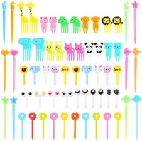 64 PCS Animal Food Picks for Kids Fun Cute Fruit Forks Mini Toothpicks Lunch Bento Box Accessories for Toddler