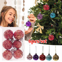 6ชิ้น/กล่อง Christmas Ball ทอรูปร่าง Xmas Ball Xmas Tree ตกแต่งสีแดงทองแขวนจี้ Ornament