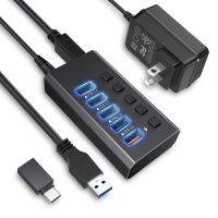 USB 3.0แท่นวางมือถือ5-พอร์ต,ฮับ,ตัวแยกเครื่องกระพริบ,สวิตช์อิสระ,ชาร์จเร็ว,พร้อมแหล่งจ่ายไฟ