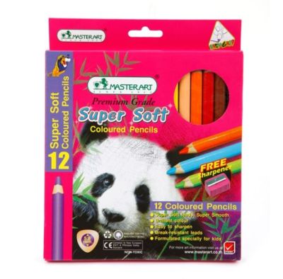 ดินสอสีจัมโบ้ สีไม้ ขนาดจัมโบ้ กล่อง12สี แท่งยาว มาสเตอร์อาร์ต สีไม้ไส้ใหญ่ SuperSoft สีไม้ ดินสอสีไม้ ดินสอสี Master art