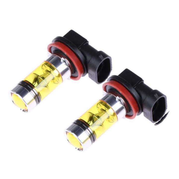 2-x-high-power-led-lights-100w-h8-h11-yellow-fog-light-2828-20led-headlight-lamp