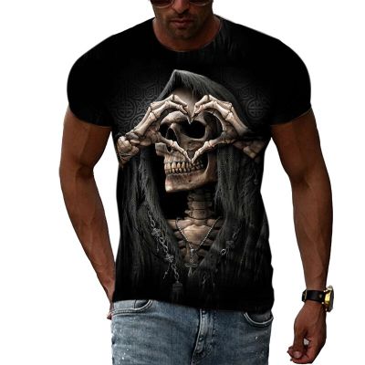Summer Fashion Fear Skulls graphic t shirts For Men Casual Alternative Taste Printed T-shirt Hip Hip harajuku style Short Sleeve