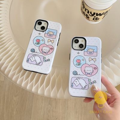 For เคสไอโฟน 14 Pro Max [Detachable Two-piece Cute Cat] เคส Phone Case For iPhone 14 Pro Max Plus 13 12 11 For เคสไอโฟน11 Ins Korean Style Retro Classic Couple Shockproof Protective TPU Cover Shell