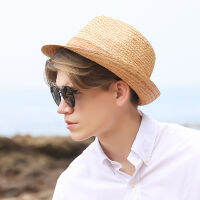 2021 Summer Straw Mens Jazz Hat Natural Lafite Hat Gentlemans Sun Hat Sombrero Mujer Cowboy Hat Men Designer Wholesale