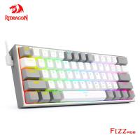 REDRAGON Fizz K617 RGB USB Mini Mechanical คีย์บอร์ดแบบมีสายสวิทช์สีแดง61คีย์สำหรับเล่นเกมสำหรับคอมพิวเตอร์พีซีแล็ปท็อป S35สายถอดได้