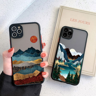 Hand Painted Phone Case For iphone 13 12 11 pro MAX Mini Scenery Cover Hard Shockproof For iPhone