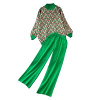 【DT】hot！ Wavy Knitted Piece Sets Loungewear Knit Sweater Pants Tracksuit 2 Womens Outfits