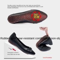 Kasut kerja kulit lembut asli wanita pejabat wawancara profesional hitam kasut rasmi pakaian tumit datar komuter tanpa slipReal soft leather work shoes women black professional interview office shoes formal wear flat-heel commuter non-slip