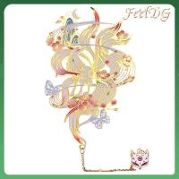 FEELDG โลหะสำหรับตกแต่ง ที่คั่นหนังสือโลหะทองเหลือง สีขาวและสีแดง 55นิ้วค่ะ ของสะสมสำหรับผู้ที่ชื่นชอบหนังสือ สร้างสรรค์และสร้างสรรค์ จิ้งจอกเก้าหาง ที่คั่นหนังสือแบบกลวง ออฟฟิศสำหรับทำงาน