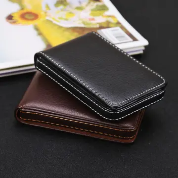  Slim Badge Holder Wallet, PU Leather Vertical Name